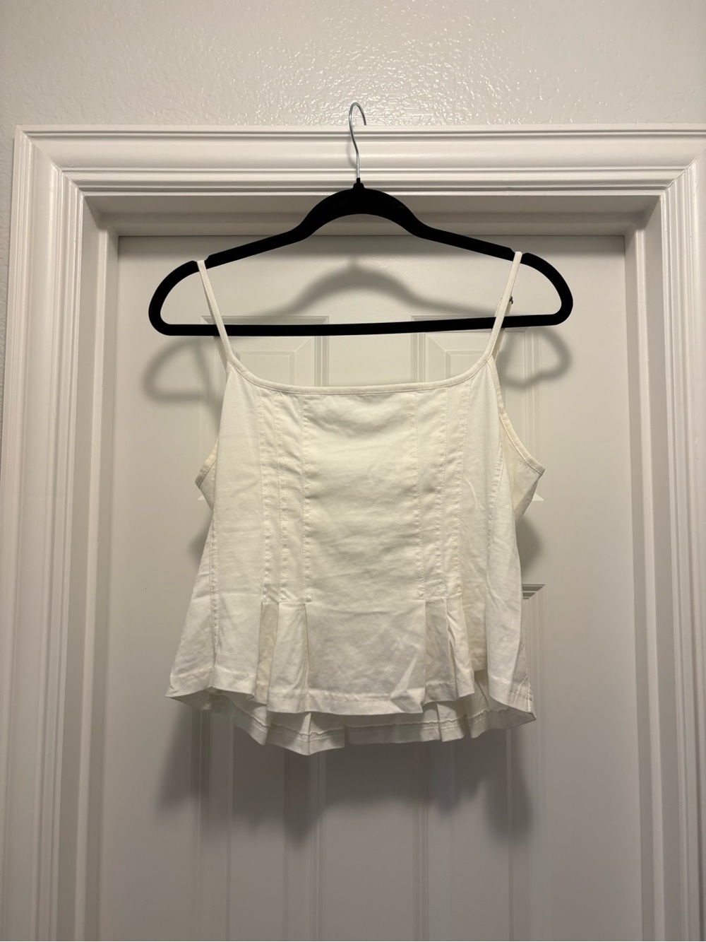 Pilcro White Spaghetti Strap Peplum Camisole